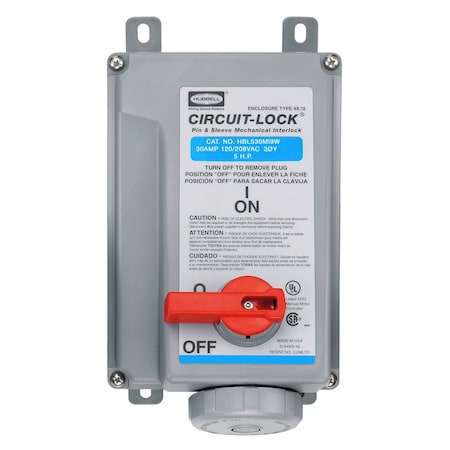 Hubbell Wiring Device-Kellems Heavy Duty Products, IEC Pin and Sleeve Devices, Industrial Grade, Female, Mechanically Interlocked Receptacle, 30A 3-Phase Wye 120/208V AC HBL530MI9W